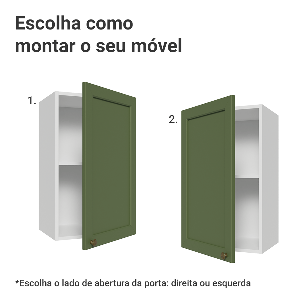 Armário Aéreo 40 cm 1 Porta Branco/Verde Vik Madesa