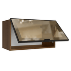 Armário Aéreo de Cozinha 1 Porta Basculante 60 cm Rustic/Preto Vidro Reflecta Bronze Vinil Madesa