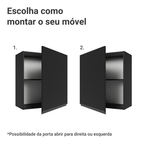 Armário Aéreo 60 cm 1 Porta Preto Nice Madesa