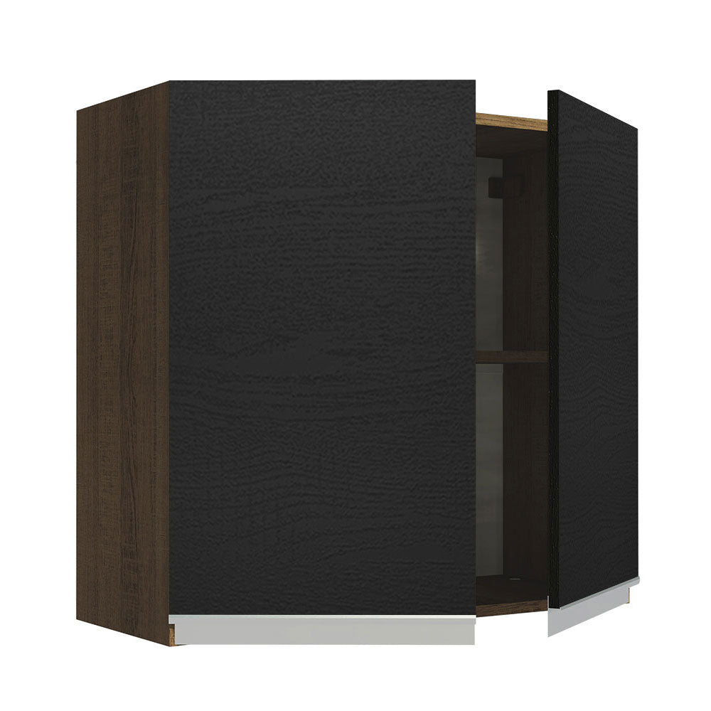 Armário Aéreo 70 cm 2 Portas Rustic/Preto Glamy Madesa