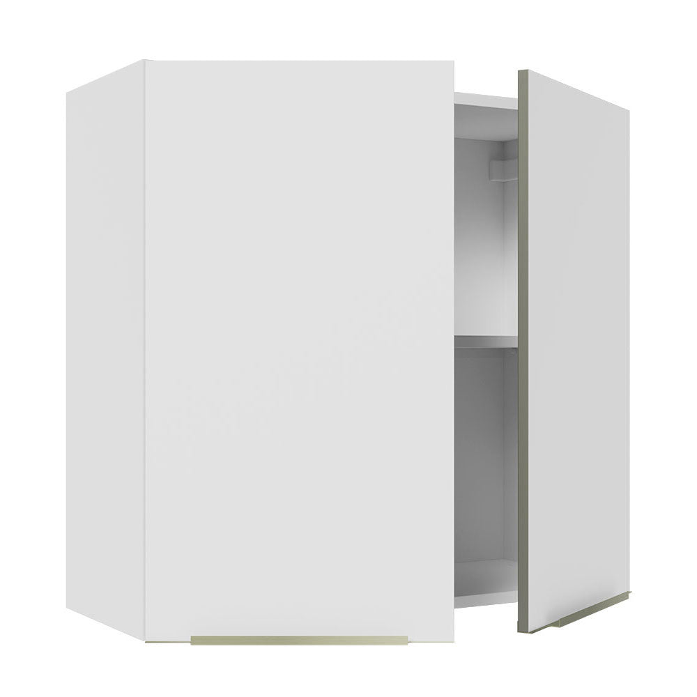 Armário Aéreo 70 cm 2 Portas Branco/Branco Veludo Lux Madesa