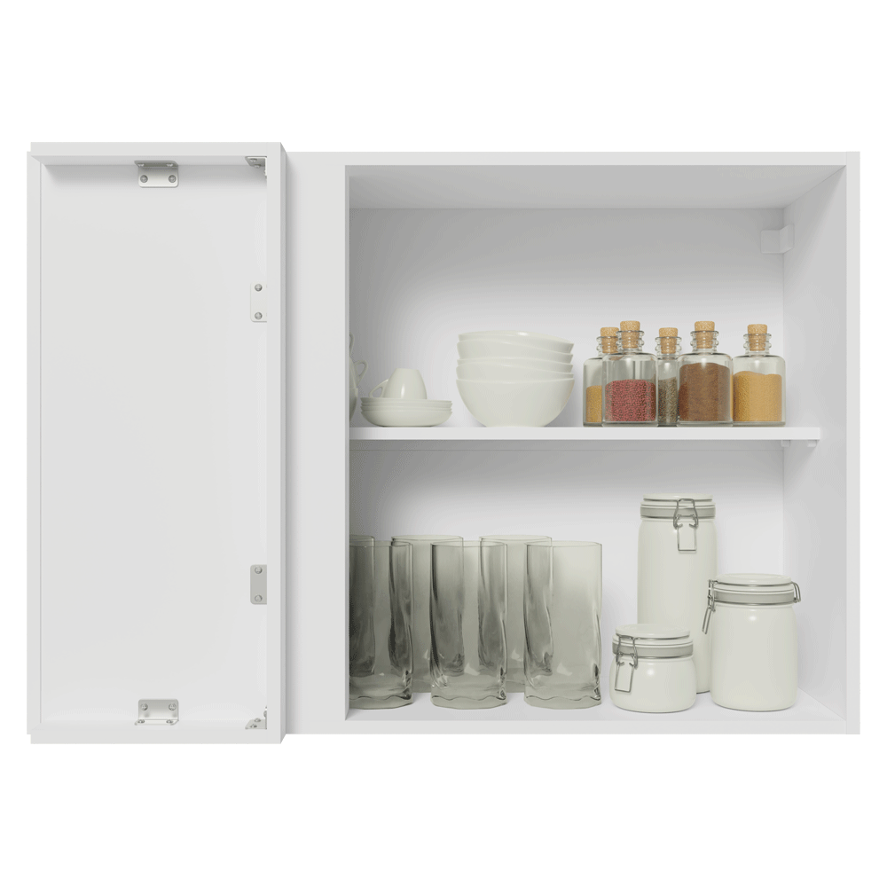 Armário Aéreo de Canto 1 Porta Branco/Preto Lux Madesa