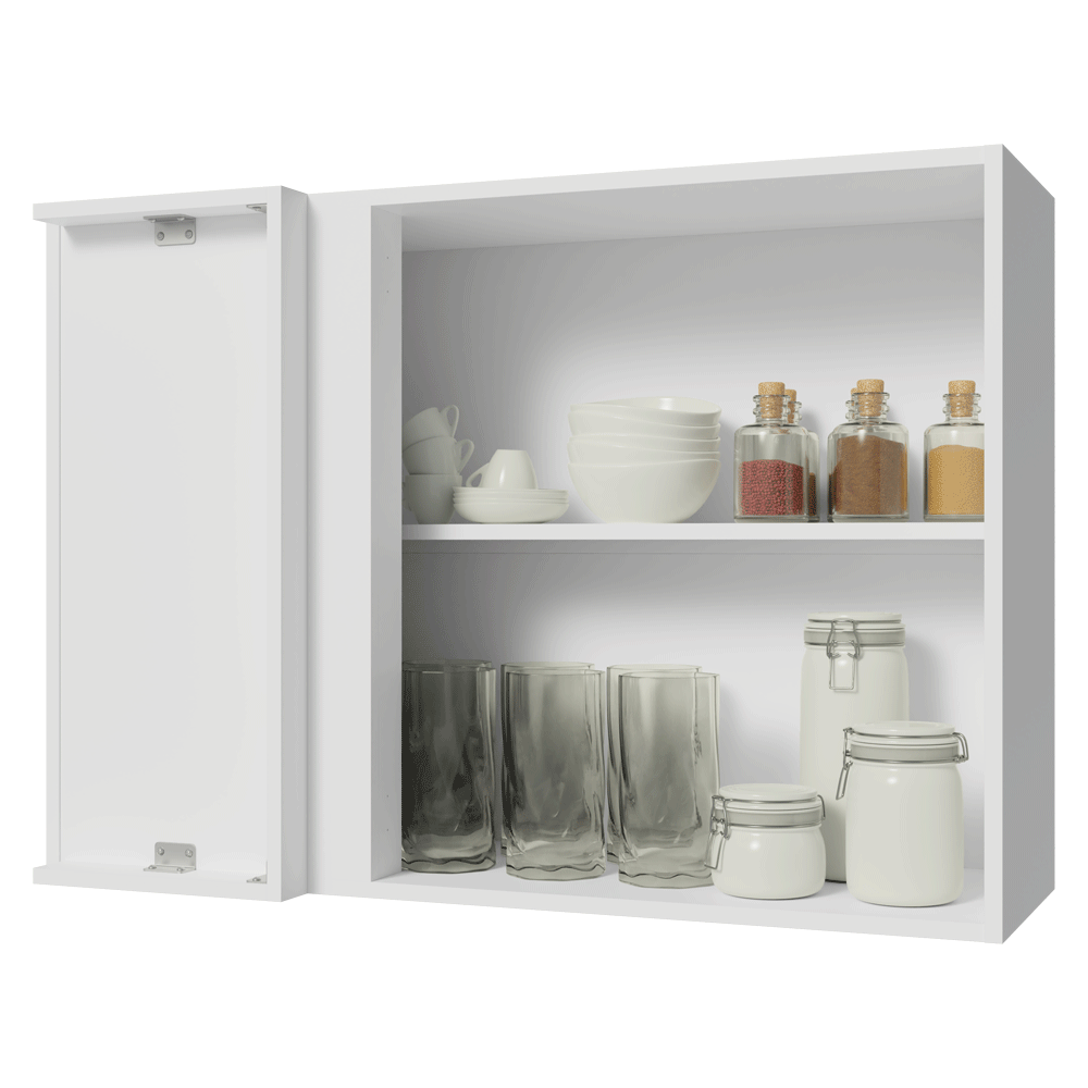 Armário Aéreo de Canto 1 Porta Branco/Cinza Lux Madesa