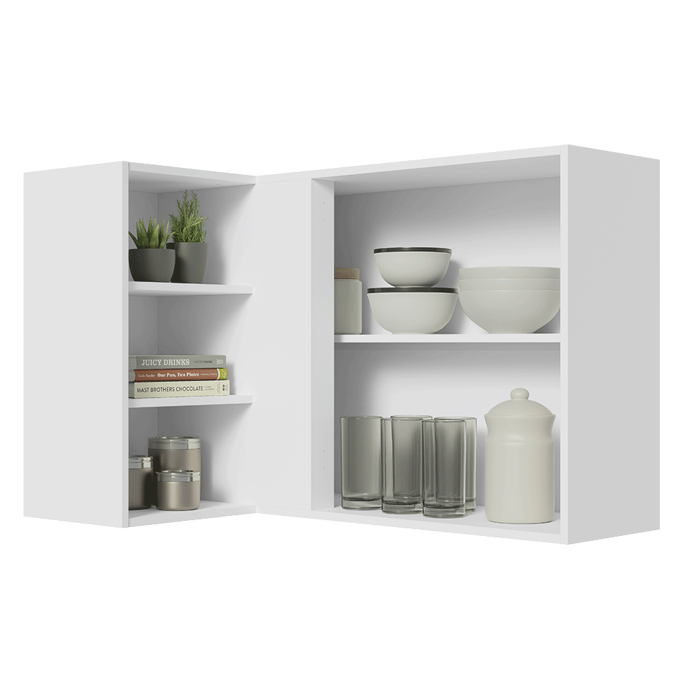 Armário Aéreo de Canto com Adega Acoplada Madesa Lux 1 Porta Branco/Preto
