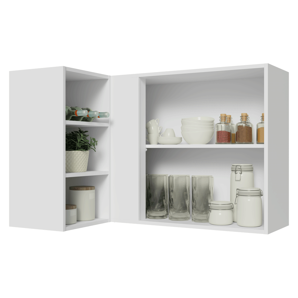 Armário Aéreo de Canto Para Linha 60 cm de Profundidade Branco/Preto Vik Madesa