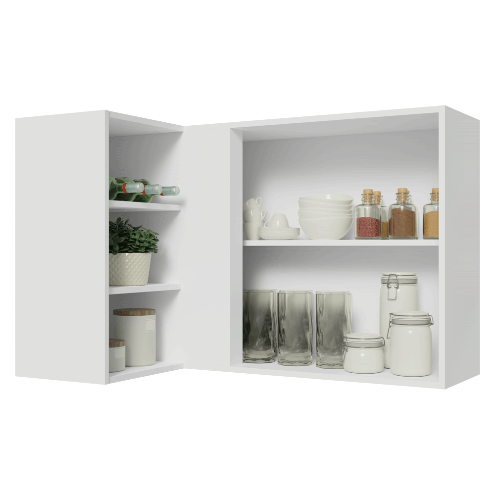 Armário Aéreo de Canto Para Linha 60 cm de Profundidade Branco/Verde Vik Madesa