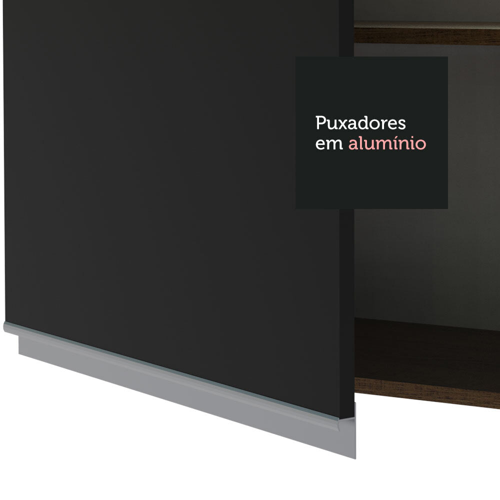 Armário Aéreo Madesa Glamy 80 cm 2 Portas Rustic/Preto