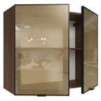 Armário Aéreo de Cozinha 2 Portas 80 cm Rustic/Preto Vidro Reflecta Bronze Vinil Madesa