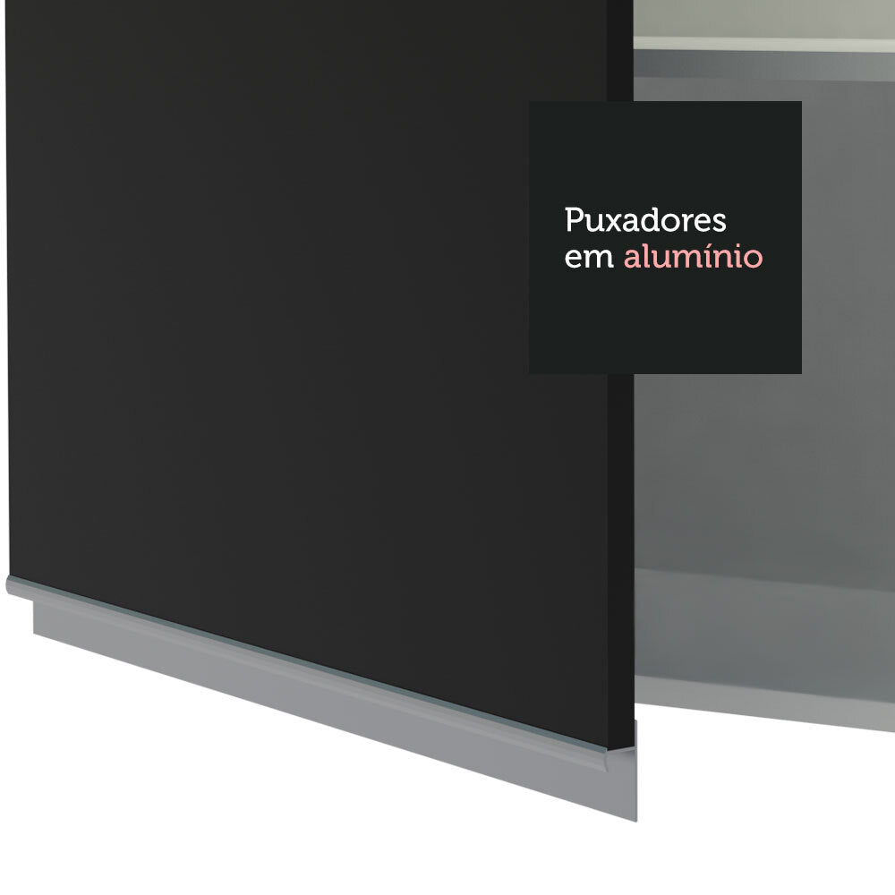 Armário Aéreo Madesa Glamy 80 cm 1 Porta Basculante Branco/Preto