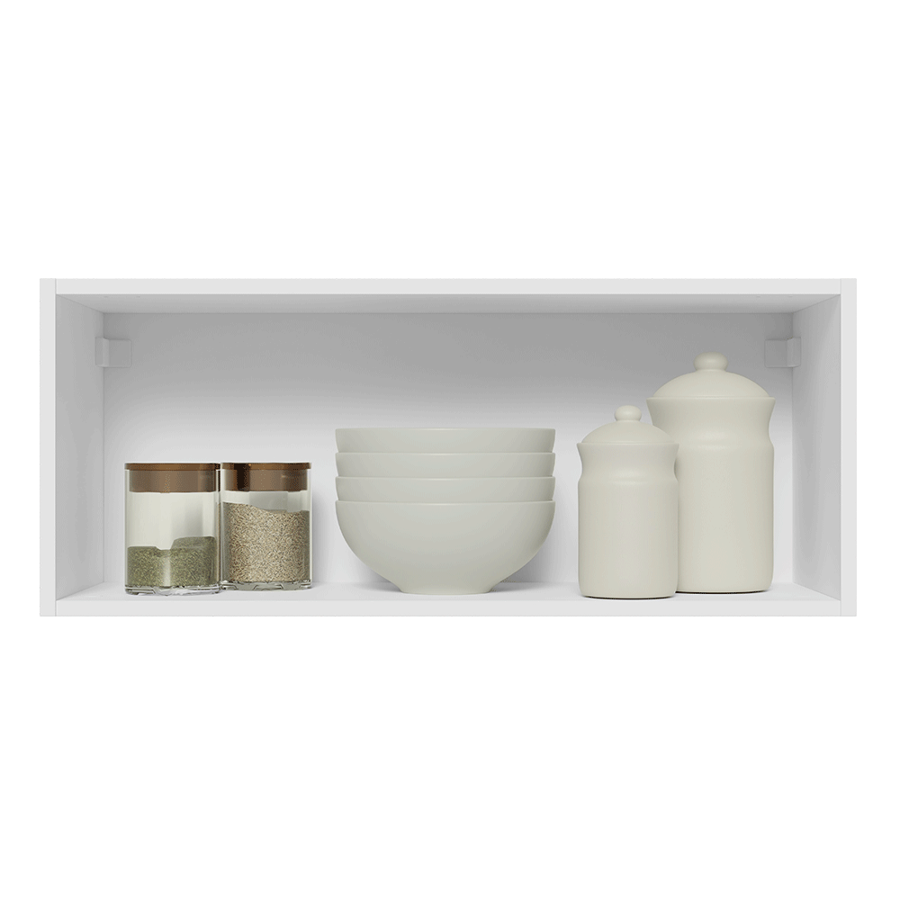 Armário Aéreo Madesa Lux 80 cm 1 Porta Basculante Branco/Branco Veludo