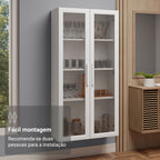 Cristaleira Suspensa 70 cm 2 Portas de Vidro Branco Madesa