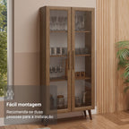 Cristaleira 70 cm 2 Portas de Vidro com Pés Cônicos Rustic/Marrom Madesa