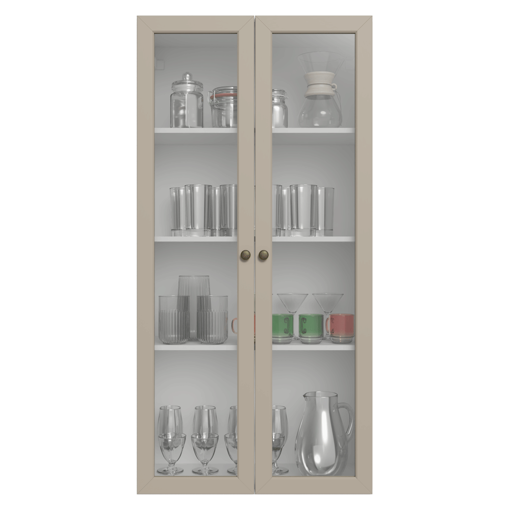 Cristaleira Suspensa 70 cm 2 Portas de Vidro Branco/Crema Vik Madesa