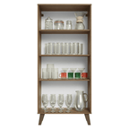 Cristaleira 70 cm 2 Portas de Vidro com Pés Trapézio Rustic/Branco/Rustic Vik Madesa