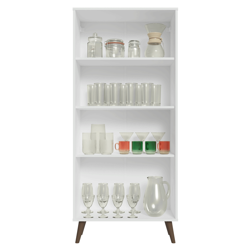 Cristaleira 70 cm 2 Portas de Vidro com Pés Cônicos Branco/Rustic Vik Madesa