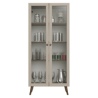 Cristaleira 70 cm 2 Portas de Vidro com Pés Cônicos Rustic/Crema/Rustic Vik Madesa