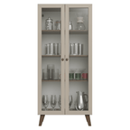 Cristaleira 70 cm 2 Portas de Vidro com Pés Trapézio Rustic/Crema/Rustic Vik Madesa
