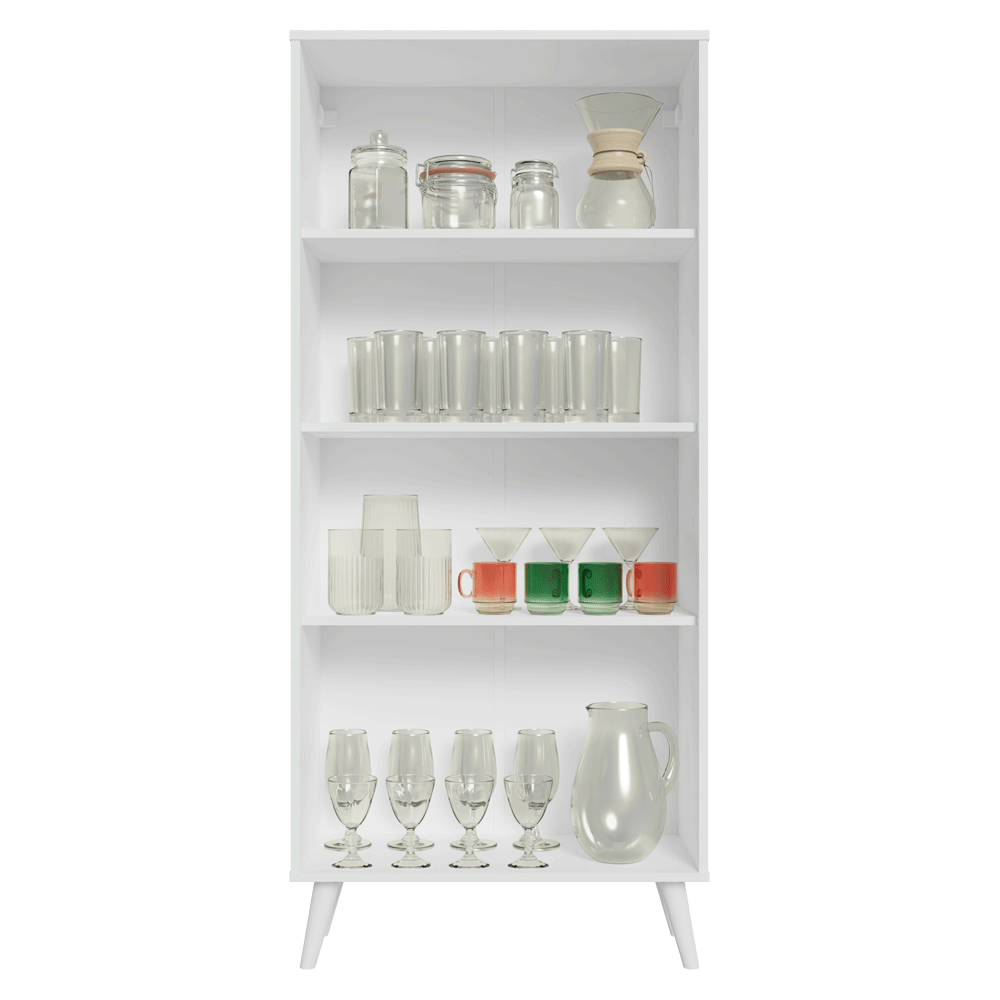 Cristaleira 70 cm 2 Portas de Vidro com Pés Cônicos Branco/Cinza/Branco Vik Madesa