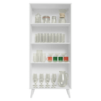 Cristaleira 70 cm 2 Portas de Vidro com Pés Cônicos Branco/Cinza/Branco Vik Madesa