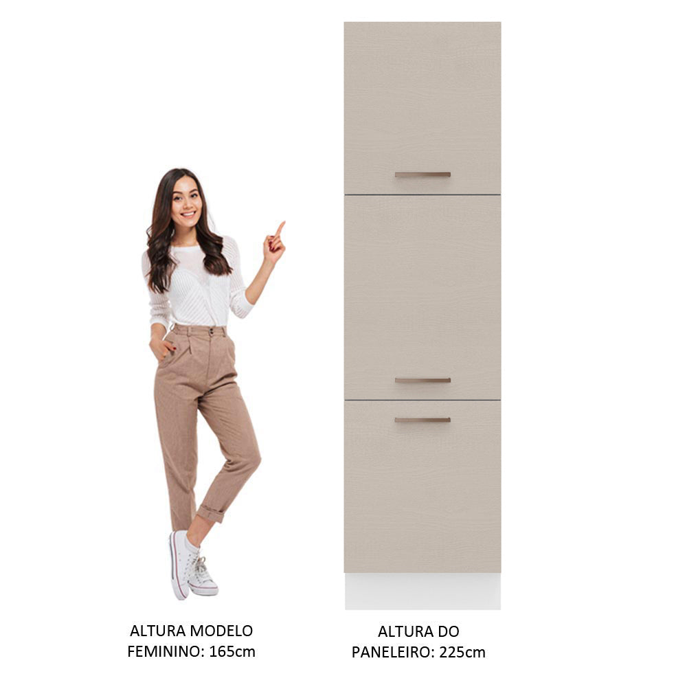 Paneleiro 60 cm 3 Portas Branco/Crema Agata Madesa