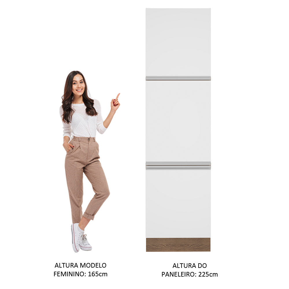 Paneleiro Madesa Glamy 60 cm 3 Portas Rustic/Branco