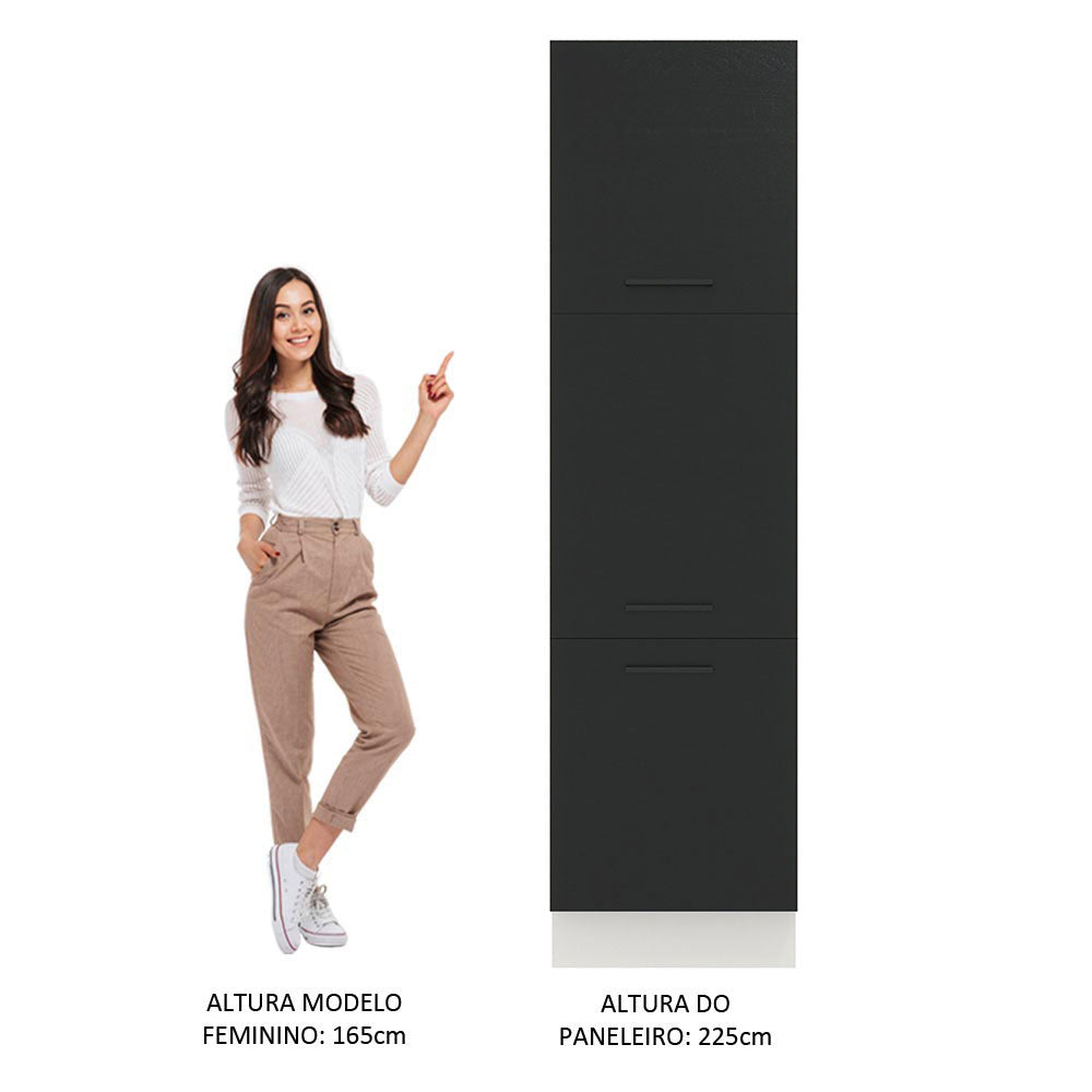 Paneleiro Madesa Agata 60 cm 3 Portas Branco/Preto