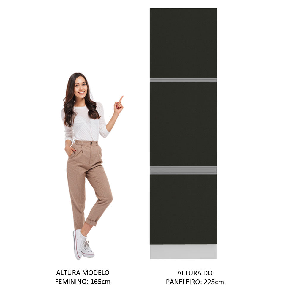 Paneleiro Madesa Glamy 60 cm 3 Portas Branco/Preto