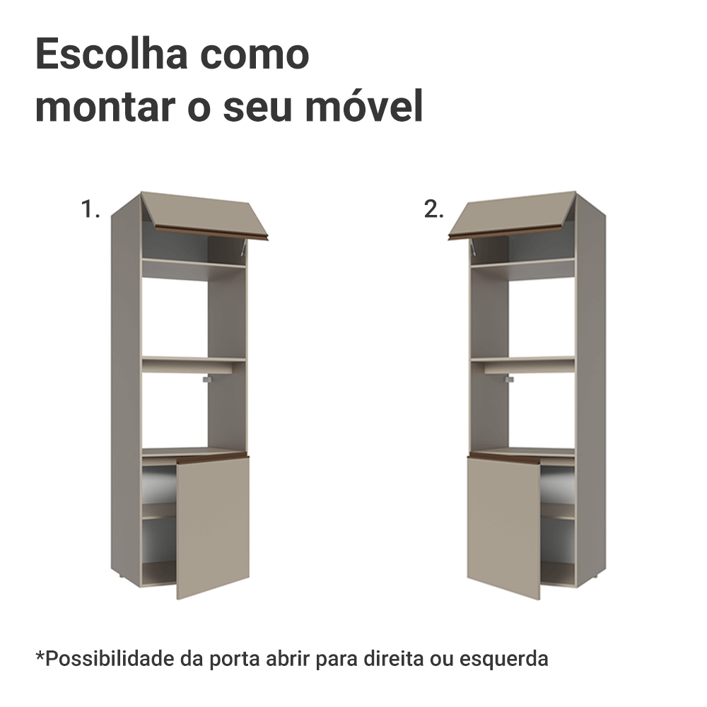 Torre Quente 60 cm 2 Portas 2 Nichos Suspenso Crema Nice Madesa