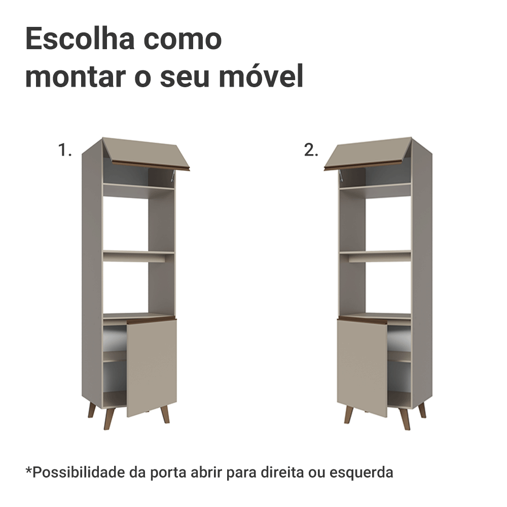 Torre Quente 60 cm 2 Portas 2 Nichos Com Pés Crema Nice Madesa