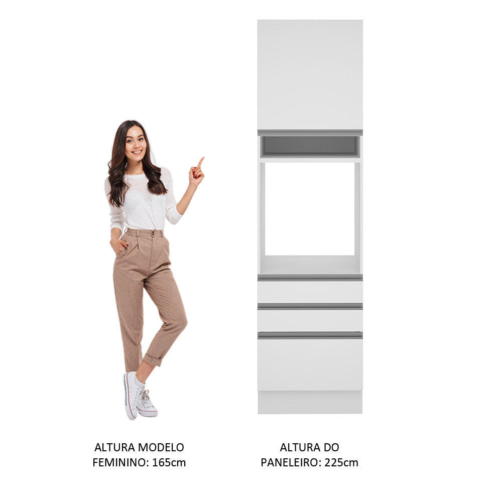 Torre Quente Madesa Stella 60 cm 1 Porta 3 Gavetas Branco