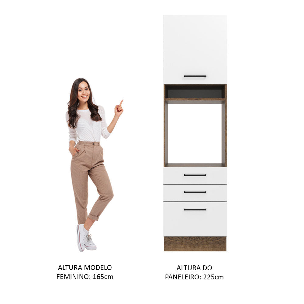 Torre Quente Madesa Agata 60 cm 1 Porta 3 Gavetas Rustic/Branco