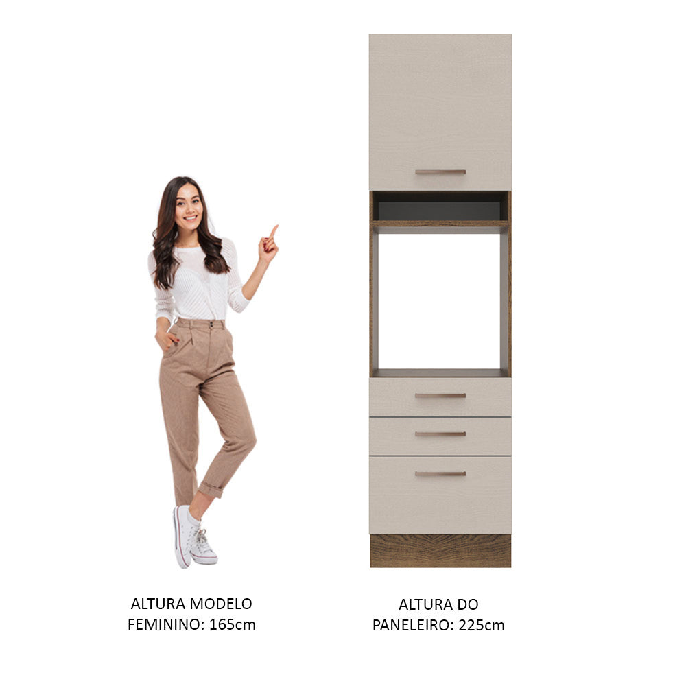 Torre Quente 60 cm 1 Porta 3 Gavetas Rustic/Crema Agata Madesa