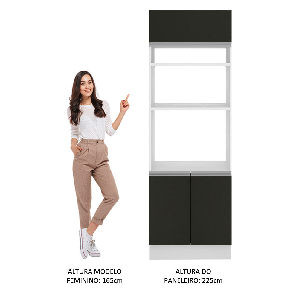 Torre Quente Madesa Glamy 70 cm 3 Portas Branco/Preto