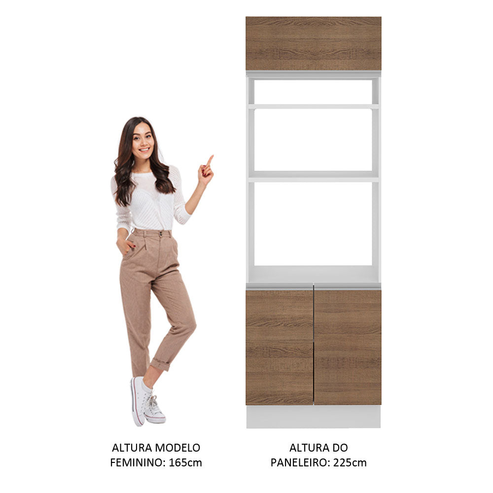 Torre Quente Madesa Glamy 70 cm 3 Portas Branco/Rustic