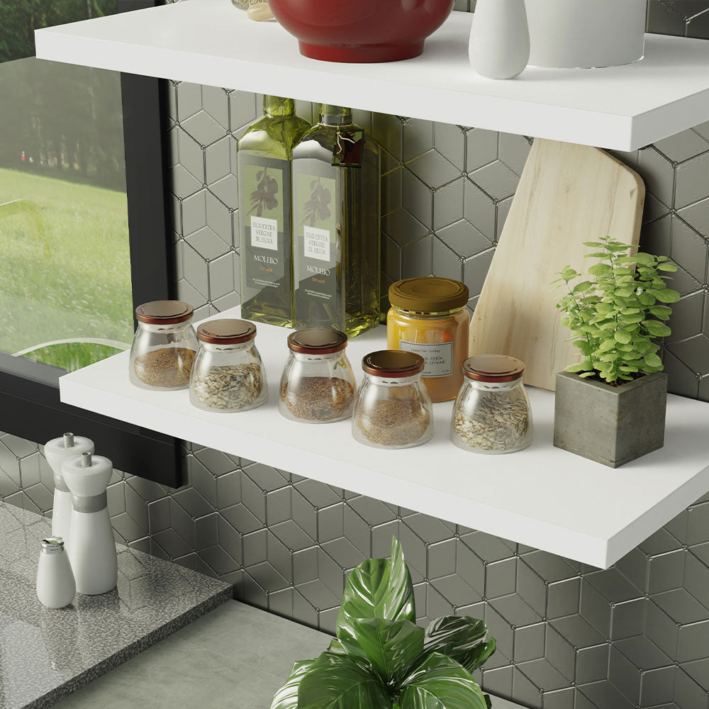 Kit 2 Prateleiras Suspensas para Cozinha Madesa 60 cm com Mão Francesa Branco