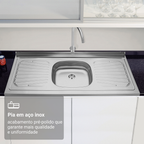 Pia de Apoio Tramontina New Raggi 40 em Aço Inox 120 x 52 cm