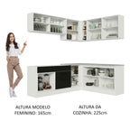 Armário de Cozinha Completa de Canto 389cm Branco Preto Agata Madesa 01