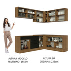 Armário de Cozinha Completa de Canto 389cm Rustic Preto Agata Madesa 01