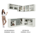 Armário de Cozinha Completa de Canto 389cm Branco Cinza Agata Madesa 01