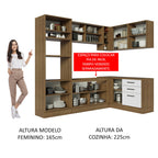 Armário de Cozinha Completa de Canto 399cm Rustic Branco Agata Madesa 01