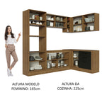 Armário de Cozinha Completa de Canto 399cm Rustic Preto Agata Madesa 01