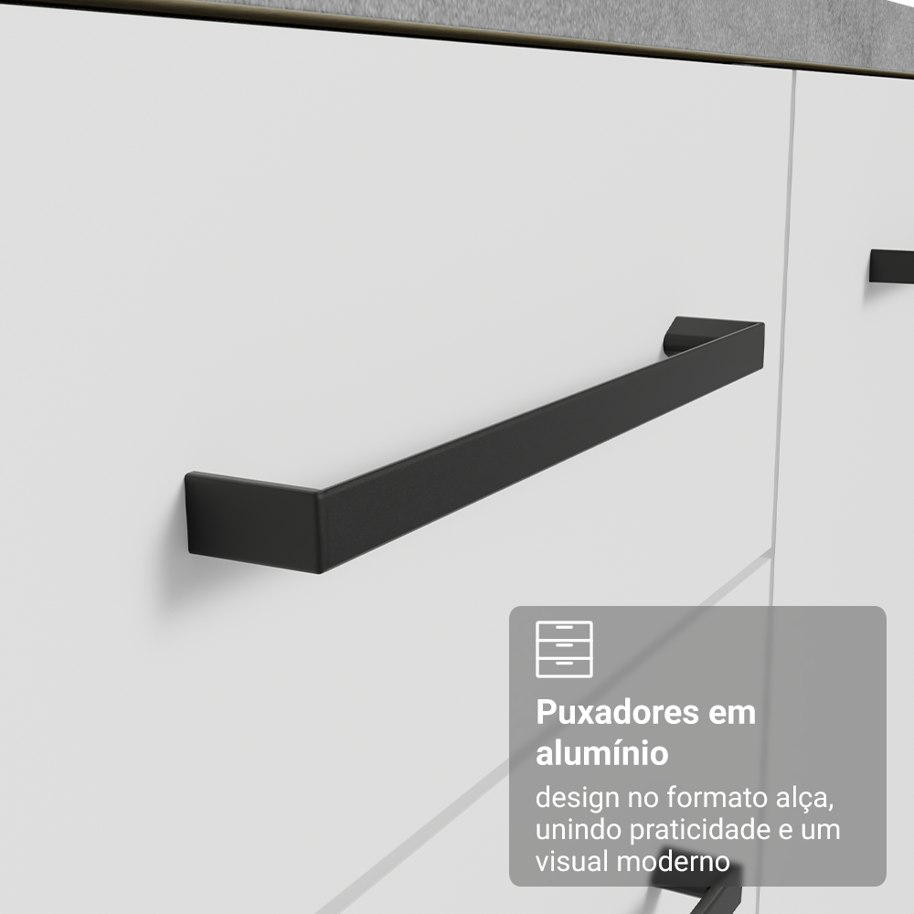 Armário de Cozinha Completa de Canto 399cm Branco Agata Madesa 02