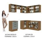 Armário de Cozinha Completa de Canto 399cm Rustic Cinza Agata Madesa 02