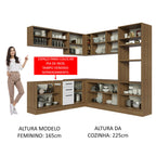 Armário de Cozinha Completa de Canto 459cm Rustic Branco Agata Madesa 01