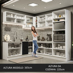 Armário de Cozinha Completa de Canto 459cm Branco Preto Agata Madesa 01