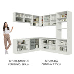 Armário de Cozinha Completa de Canto 459cm Branco Cinza Agata Madesa 01