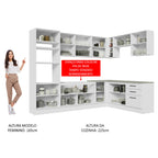 Armário de Cozinha Completa de Canto 479cm Branco Agata Madesa 01