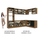 Armário de Cozinha Completa de Canto 479cm Rustic Preto Agata Madesa 01