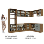 Armário de Cozinha Completa de Canto 479cm Rustic Cinza Agata Madesa 01