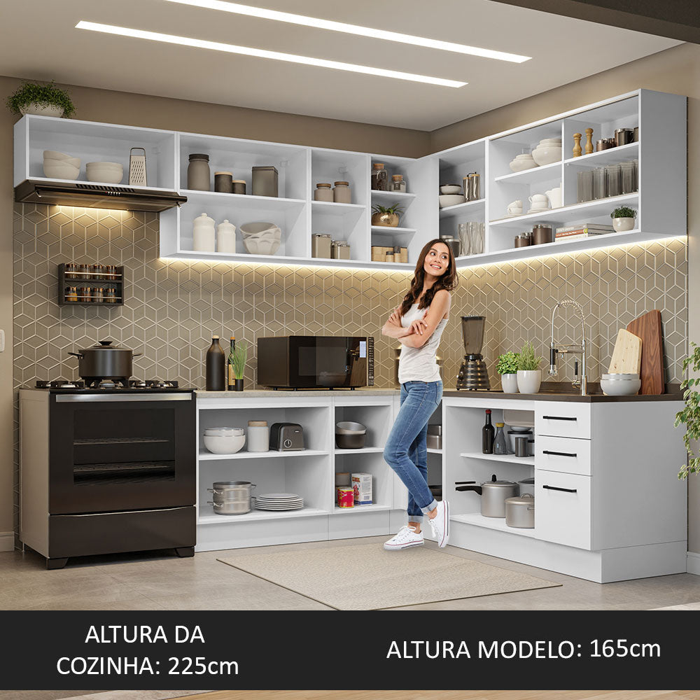 Armário de Cozinha Completa de Canto 486cm Branco 60cm de Profundidade ...